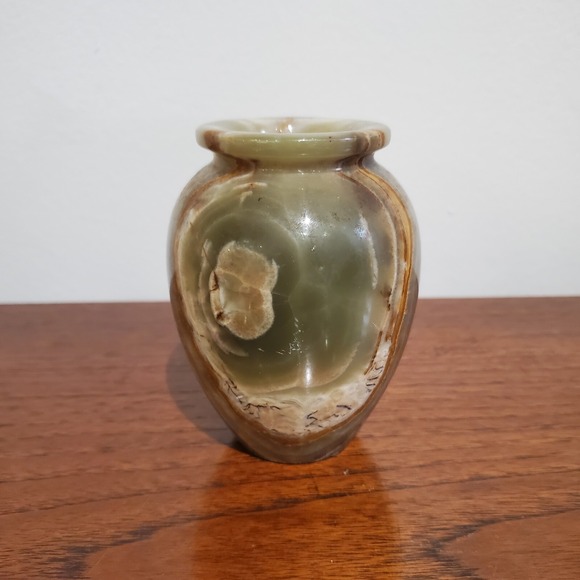 Other - Onyx Polished Stone Vase Brown, tan, green,‎ cream 4" Tall